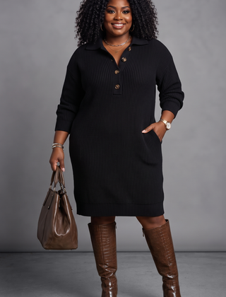 Everly Knit Sweater Dress in black