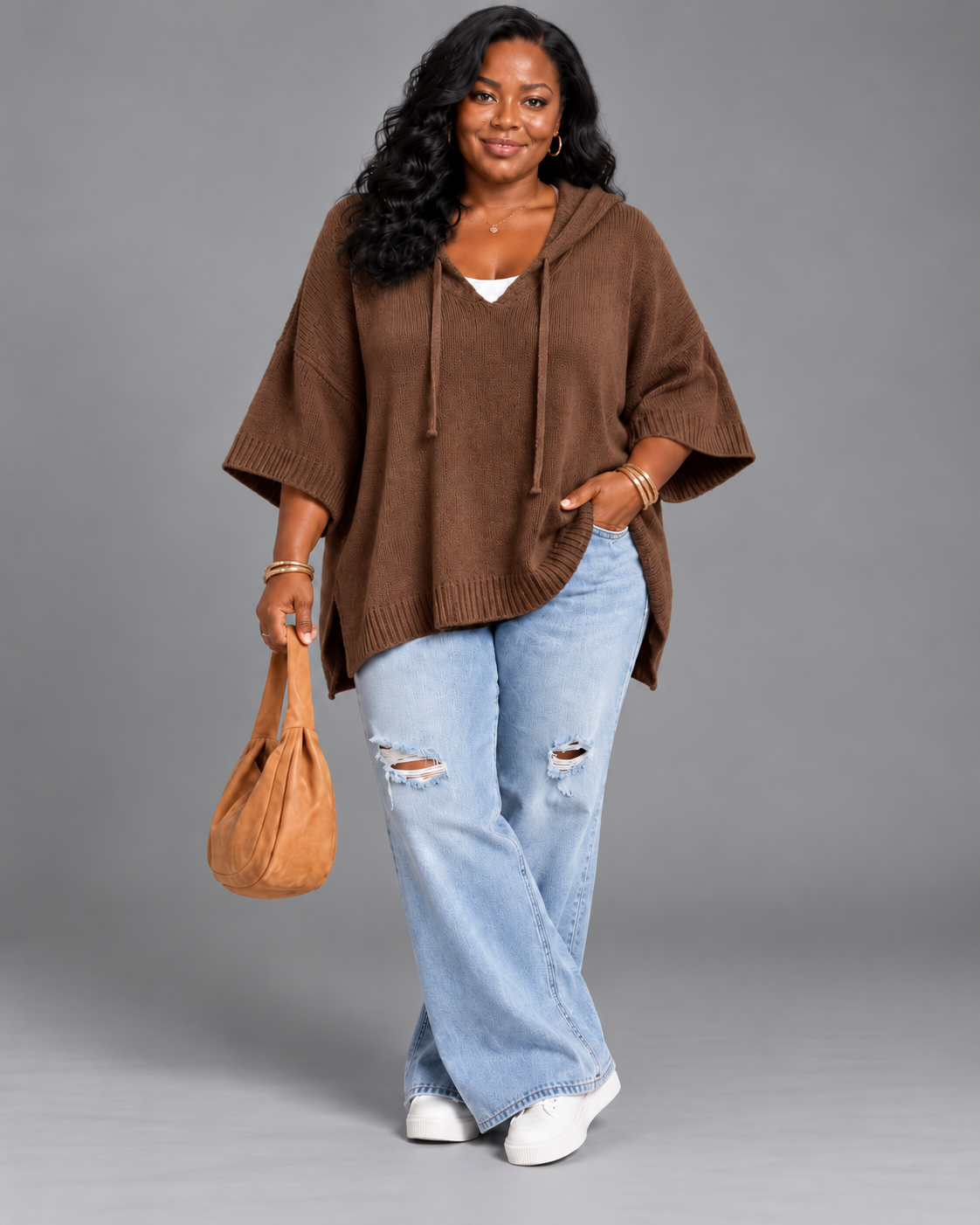 Bianca | Cozy Hooded Knit Poncho