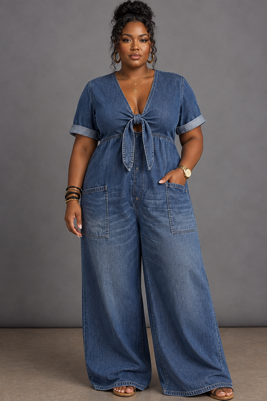 Maya | V-Neck Short-Sleeve Jumpsuit