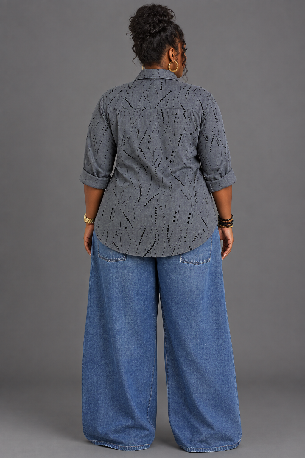 Pernella | Casual Dotted-Line Pattern Blouse