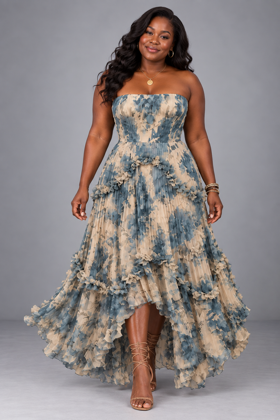 Uchenna | Strapless 3D Floral Maxi