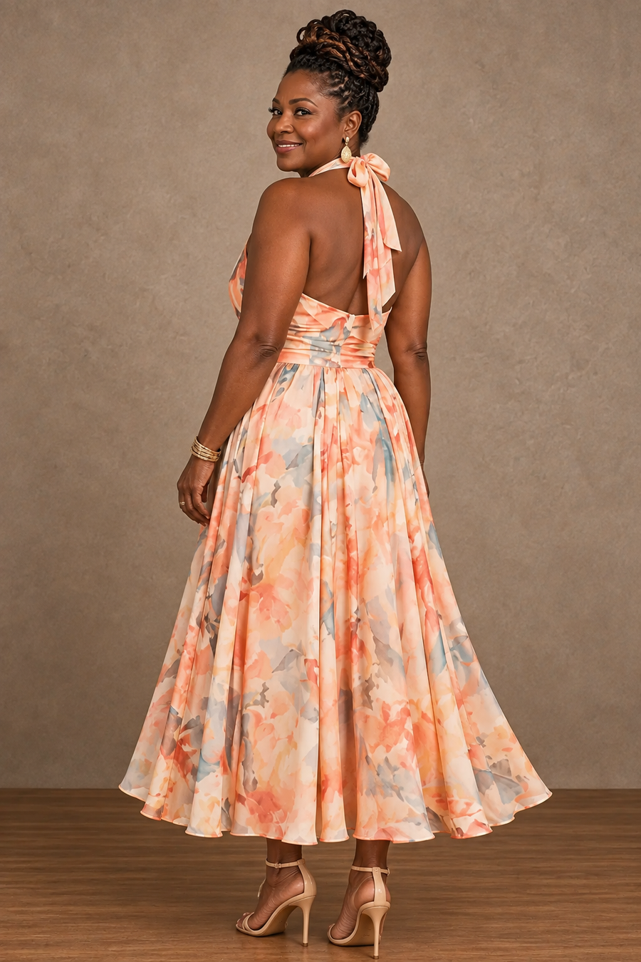 Kachi | Halter Watercolor Print Maxi