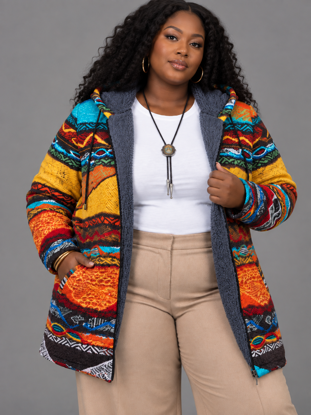 Cynthia | Artful Hooded Cardigan