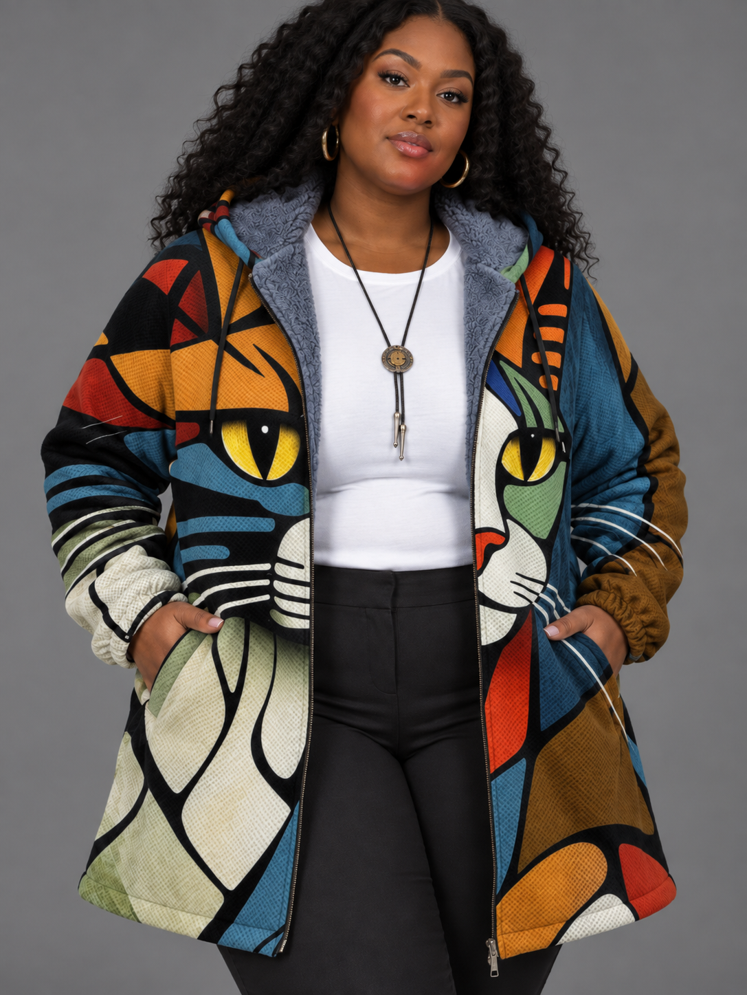 Cynthia | Artful Hooded Cardigan