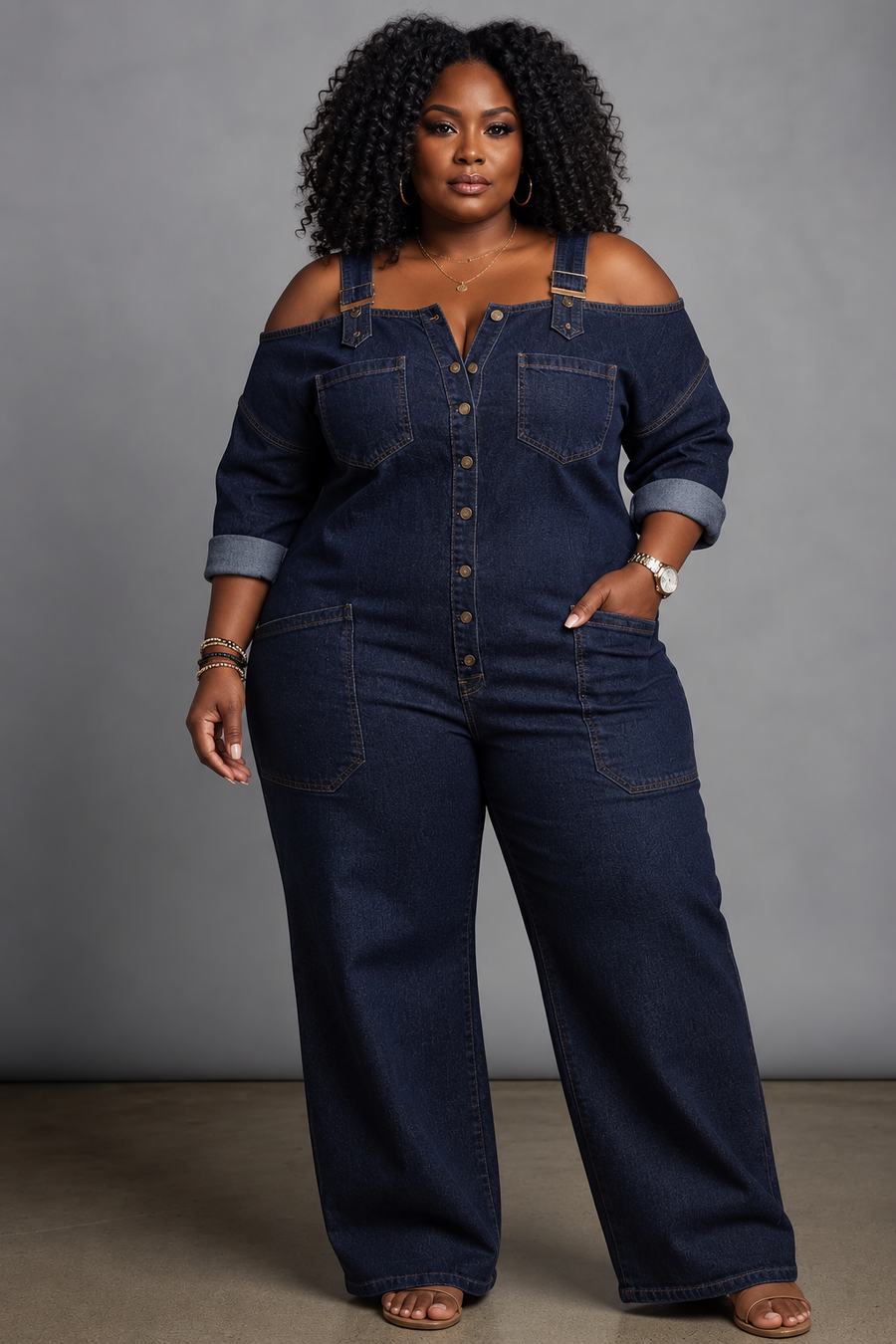 Sorrel | Off-Shoulder Denim Shirt Jumpsuit