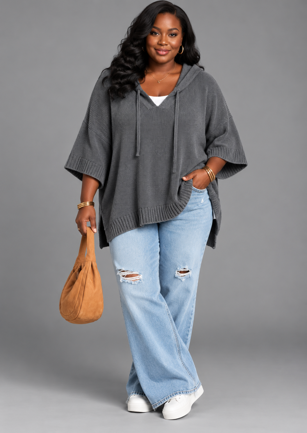 Bianca | Cozy Hooded Knit Poncho