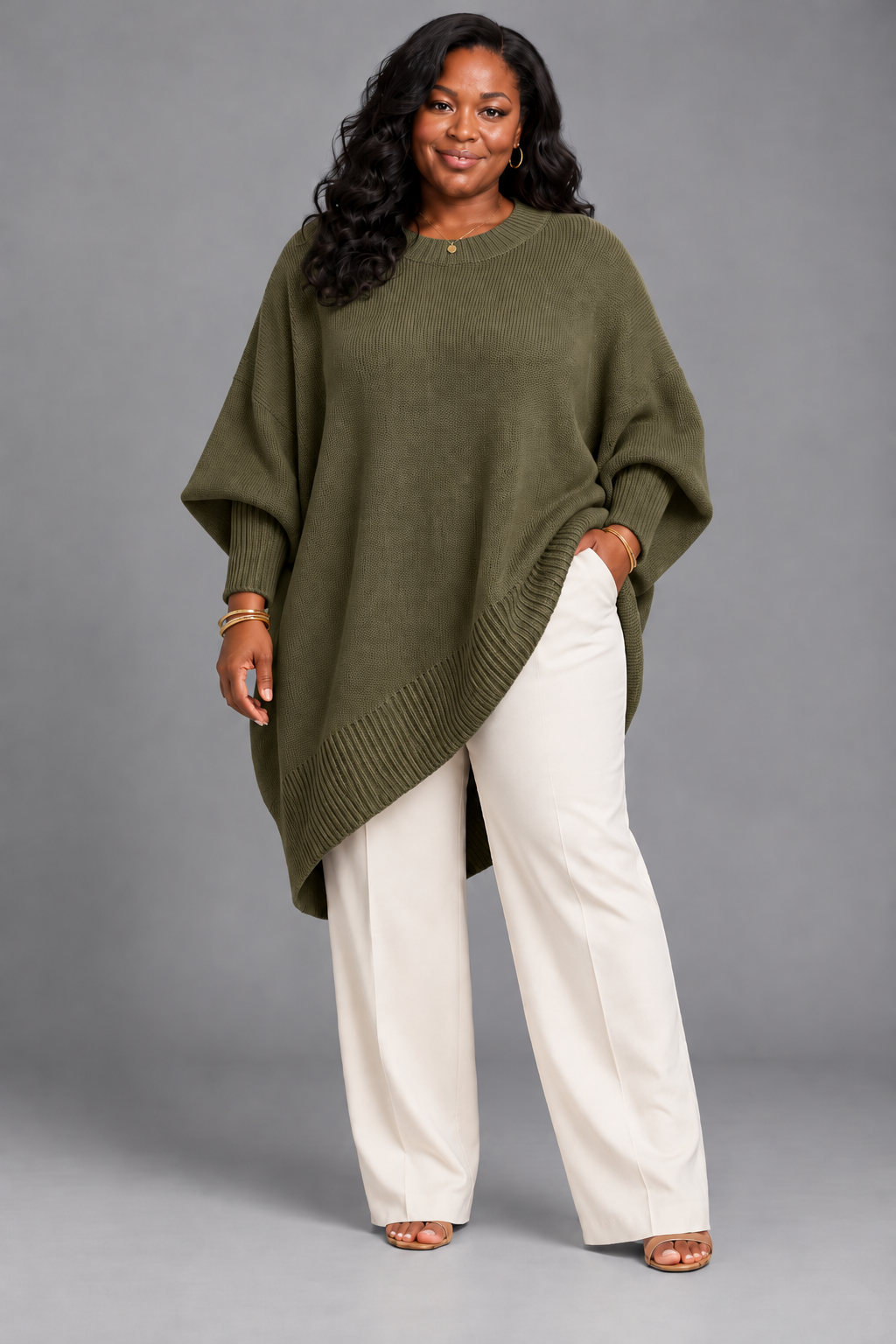 Jennifer | Oversized Draped Sweater with Wide Neckline