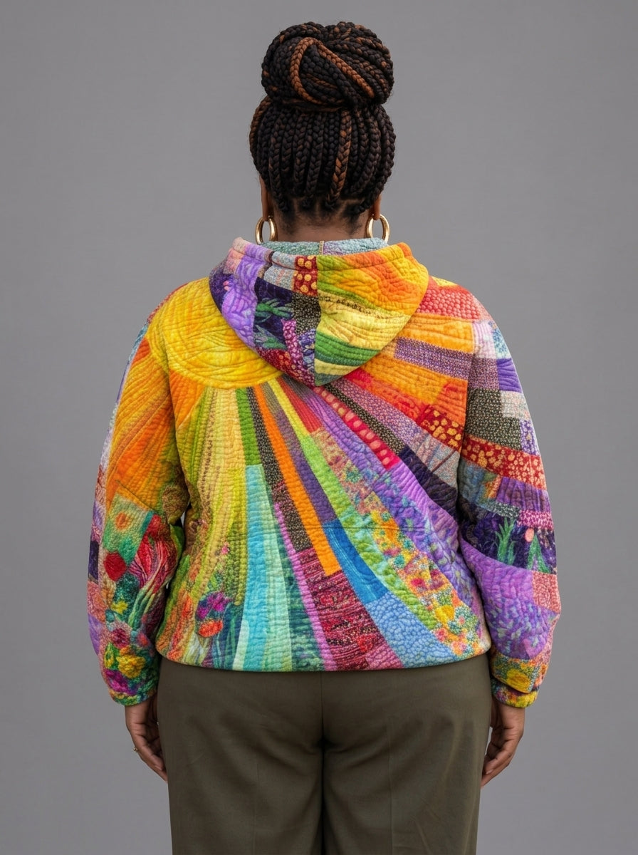 Dawnella | Bohemian Multicolor Patchwork Hoodie