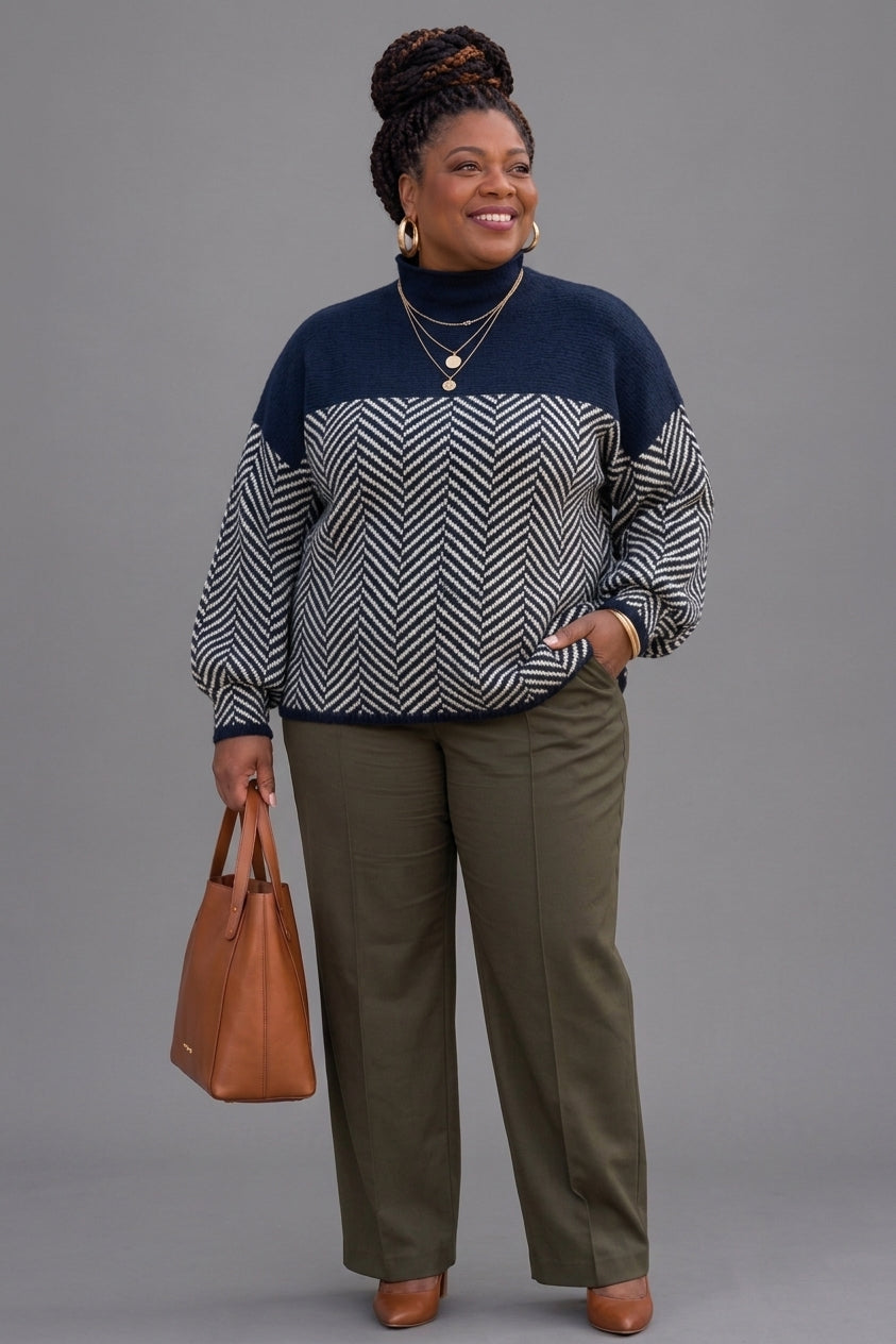 Hanna | Patterned High-Collar Knit Sweater