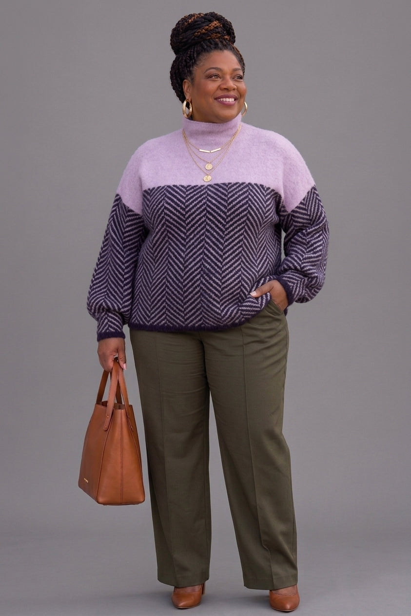 Hanna | Patterned High-Collar Knit Sweater