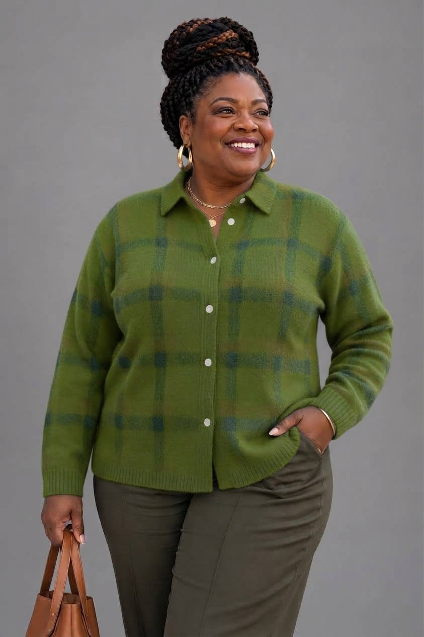 Anna | Soft Check Knit Cardigan