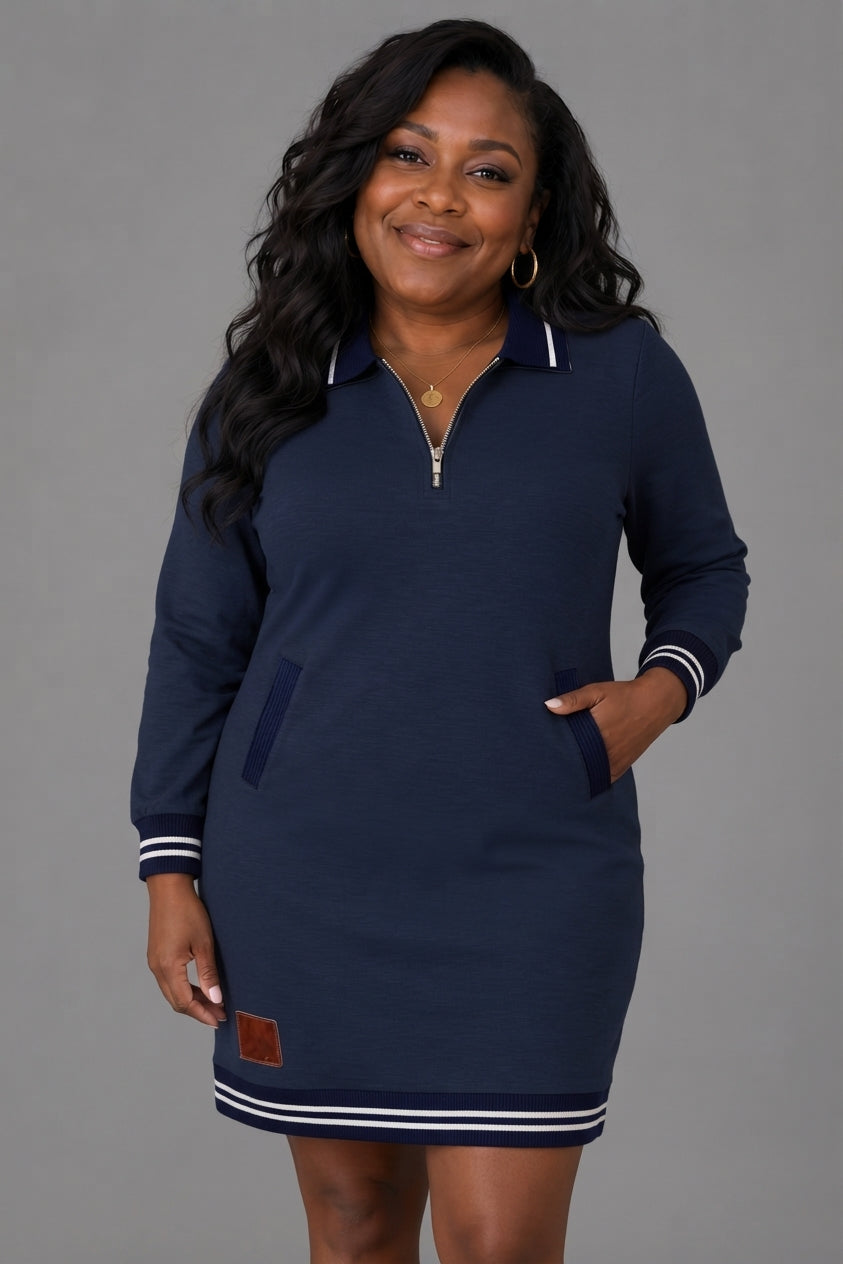 Dorellia | Casual Long Sleeve Dress With Zip Closure