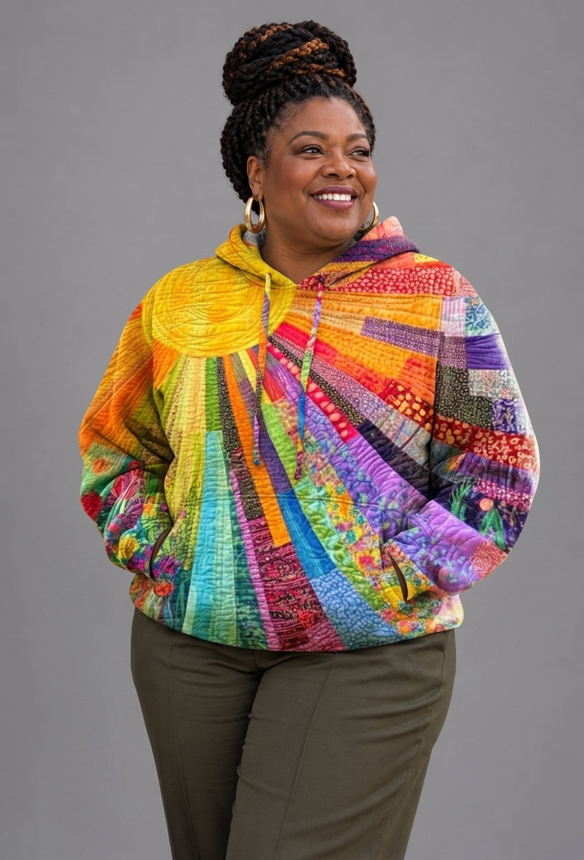 Dawnella | Bohemian Multicolor Patchwork Hoodie
