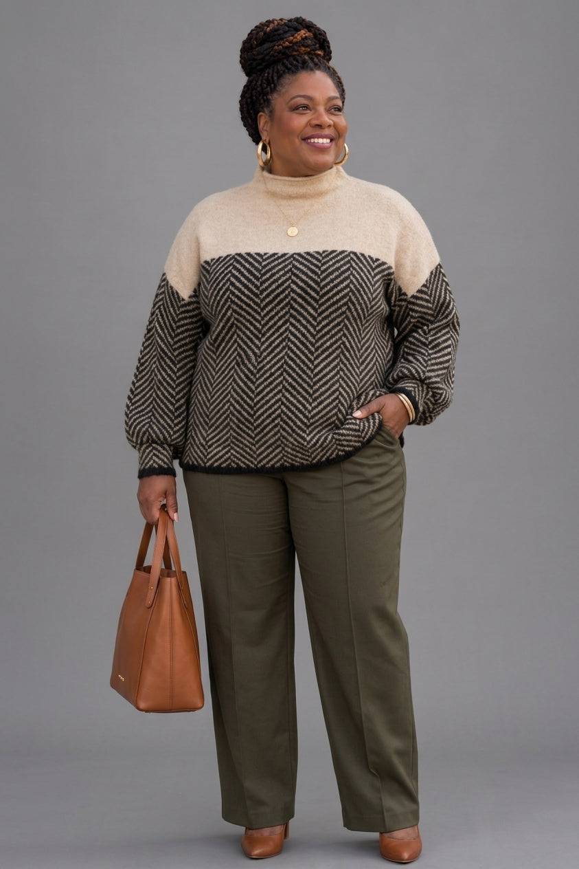 Hanna | Patterned High-Collar Knit Sweater