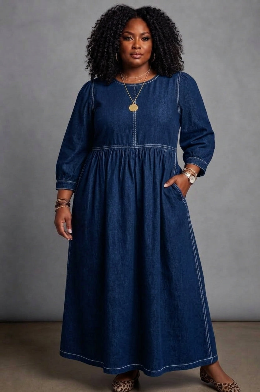 Zephyrelle | Vintage Denim Maxi Dress