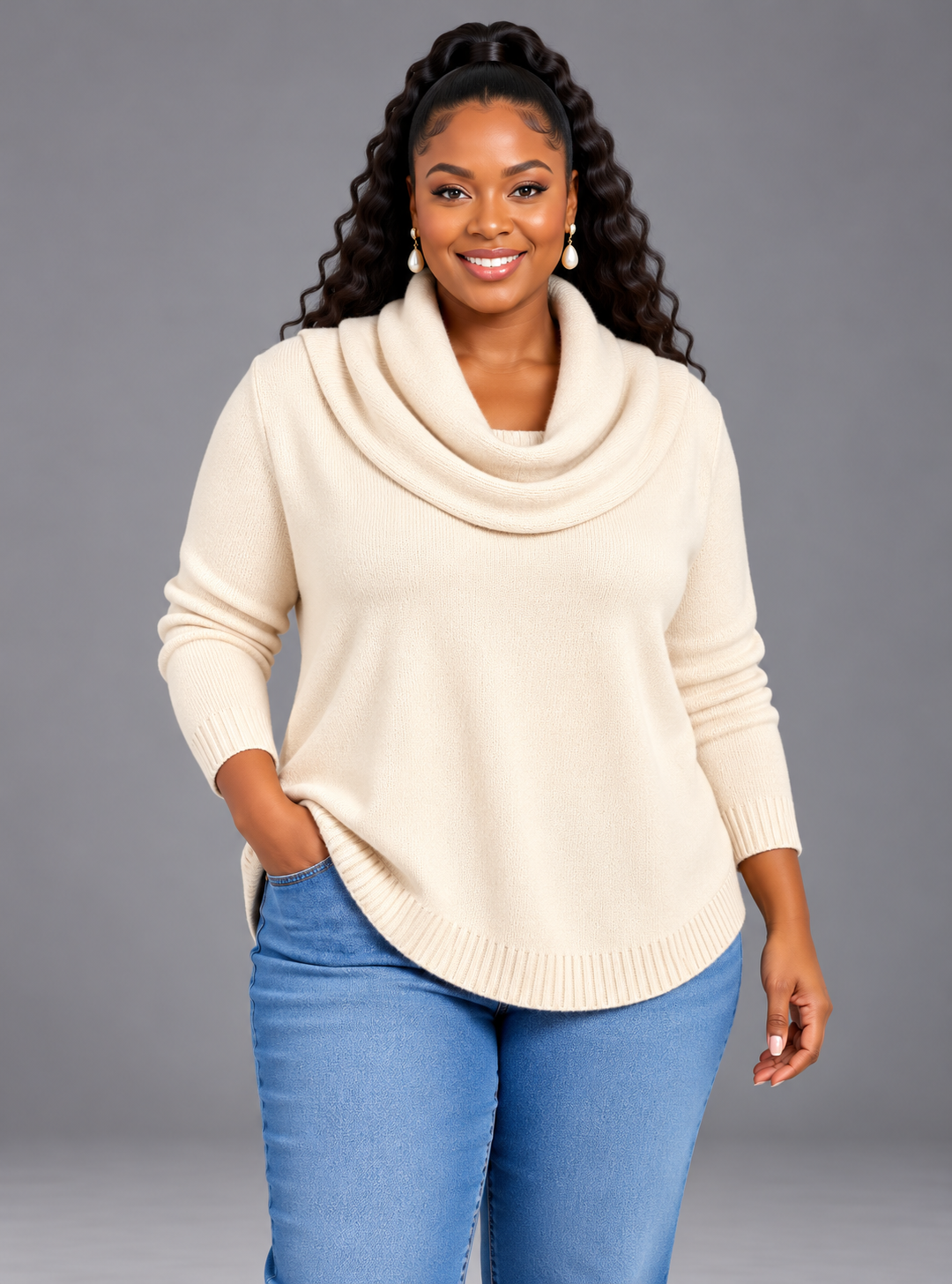 Julia | Draped Collar Sweater
