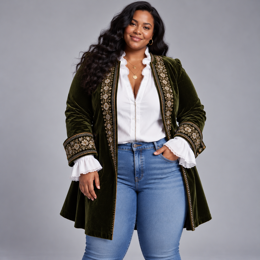 Octavia | Embroidered Longline Jacket