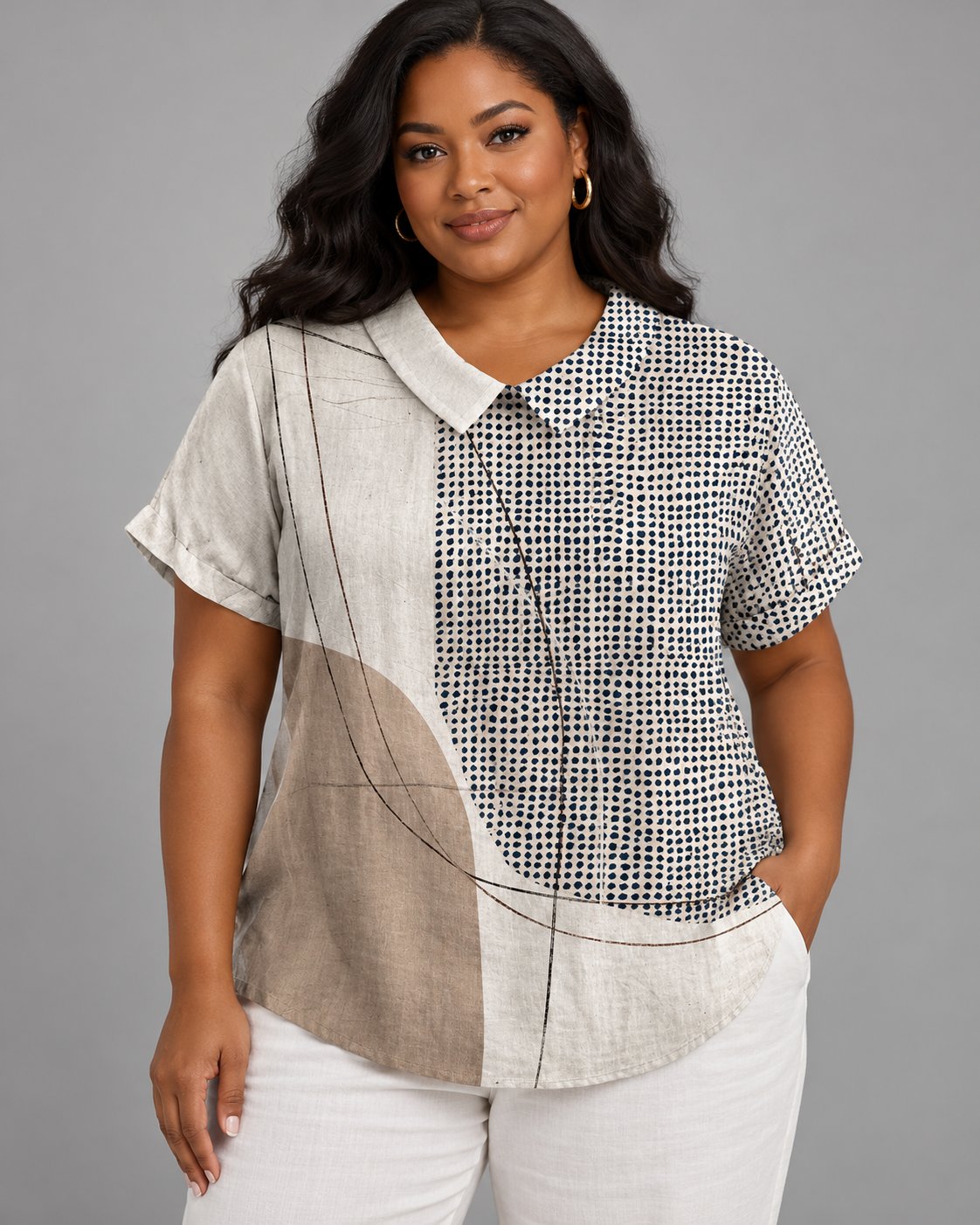 Lana - Shirt with Abstract Dots and Lines