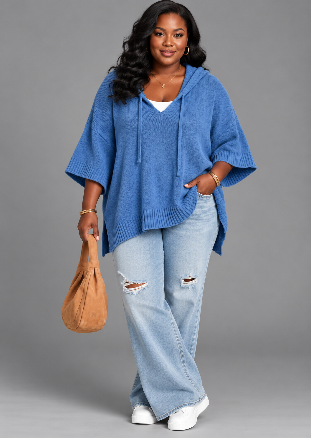 Bianca | Cozy Hooded Knit Poncho