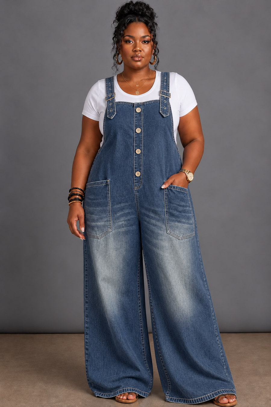 Hattie | Elastic Waist Denim Jumpsuit