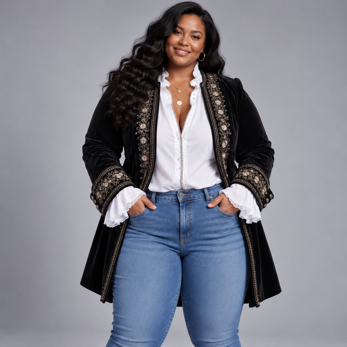 Octavia | Embroidered Longline Jacket