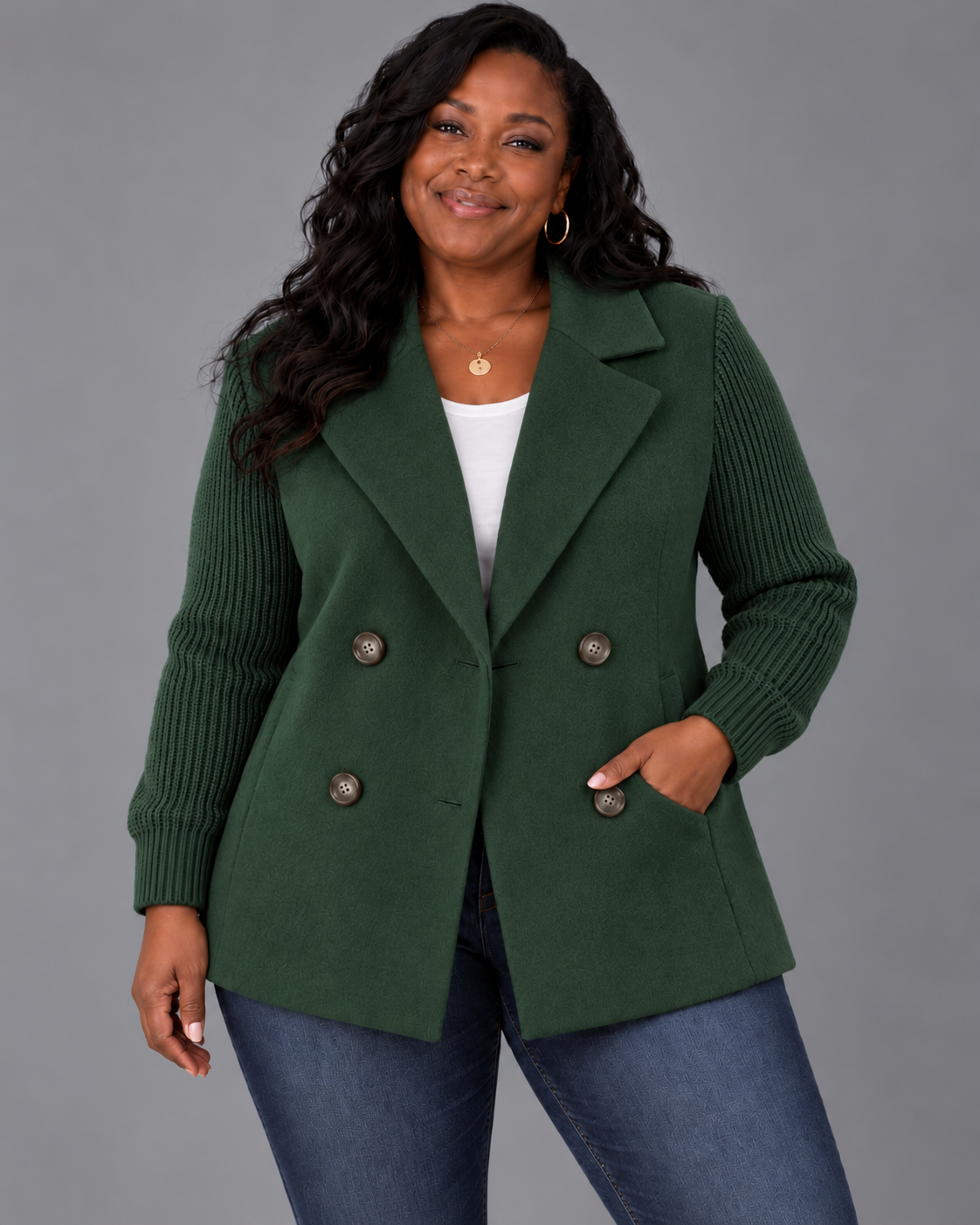 Carla | Elegant Blazer with Knit Sleeves