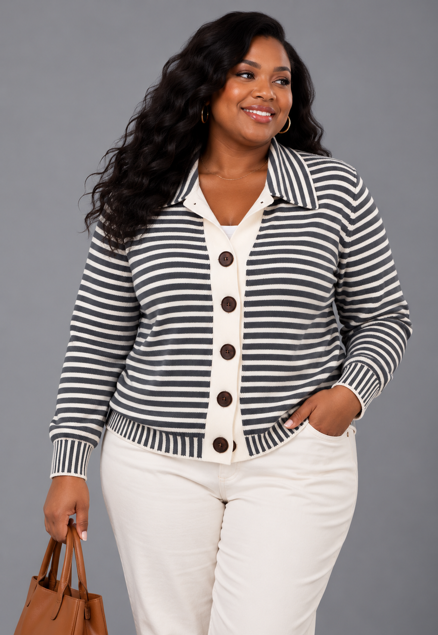 Lesley | The Striped Cardigan