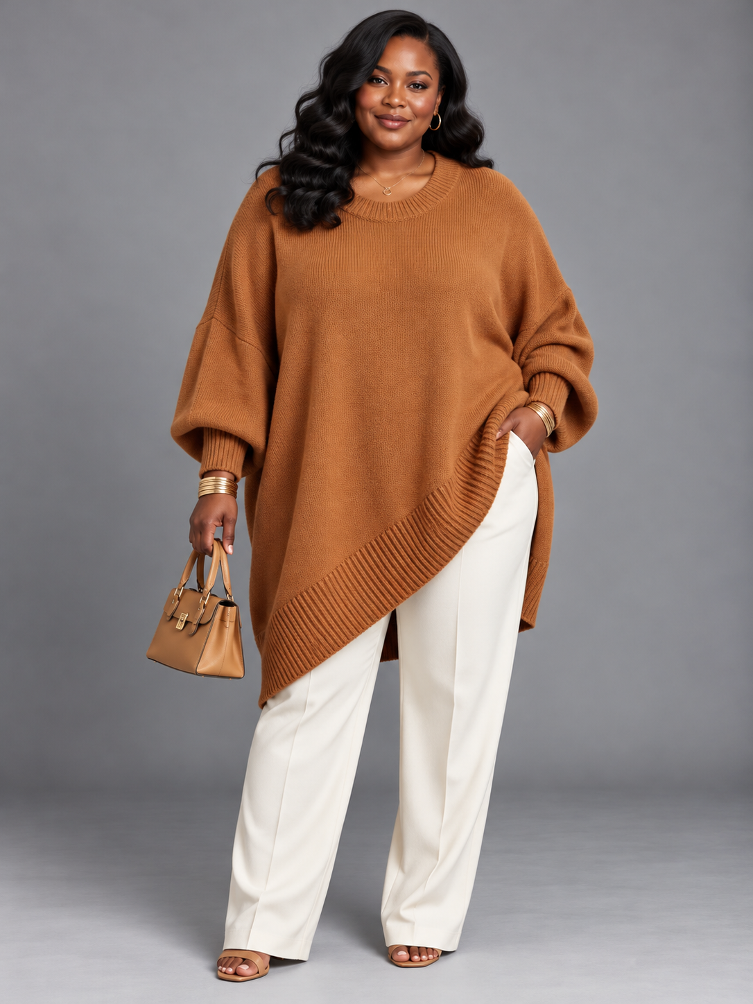 Jennifer | Oversized Draped Sweater with Wide Neckline