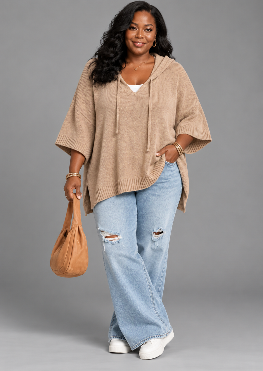 Bianca | Cozy Hooded Knit Poncho