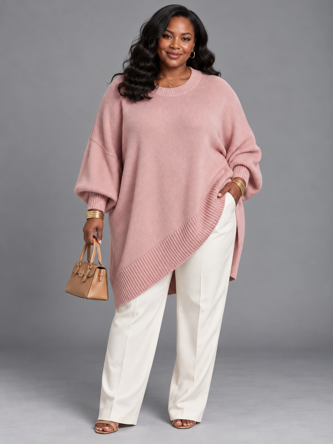 Jennifer | Oversized Draped Sweater with Wide Neckline
