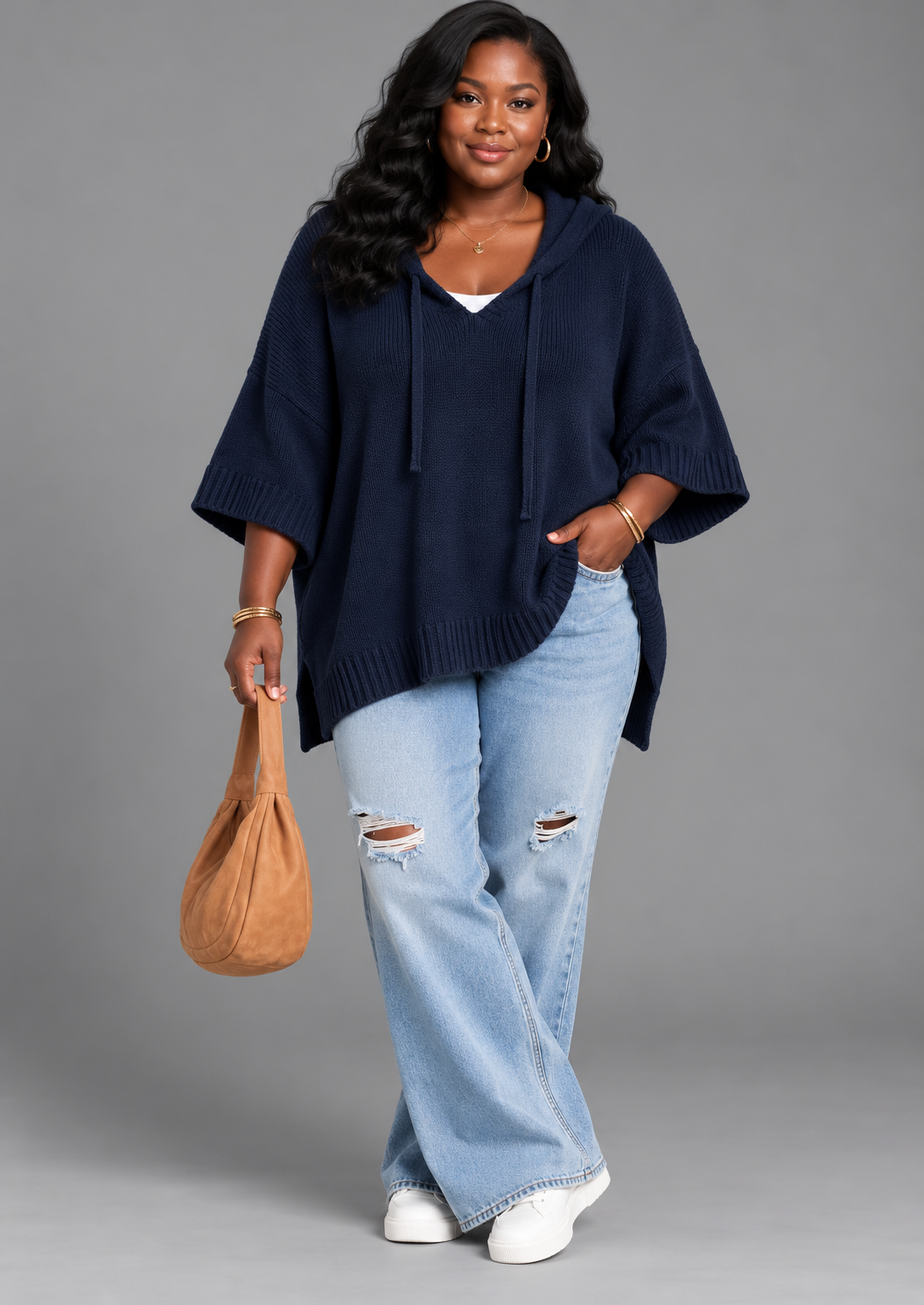 Bianca | Cozy Hooded Knit Poncho