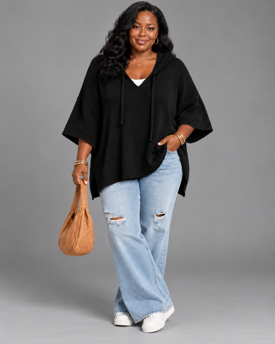 Bianca | Cozy Hooded Knit Poncho