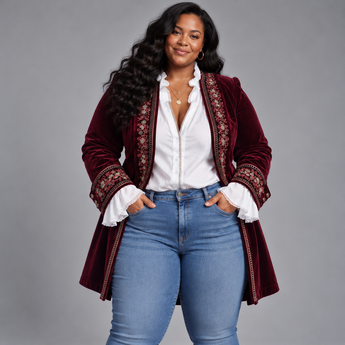 Octavia | Embroidered Longline Jacket