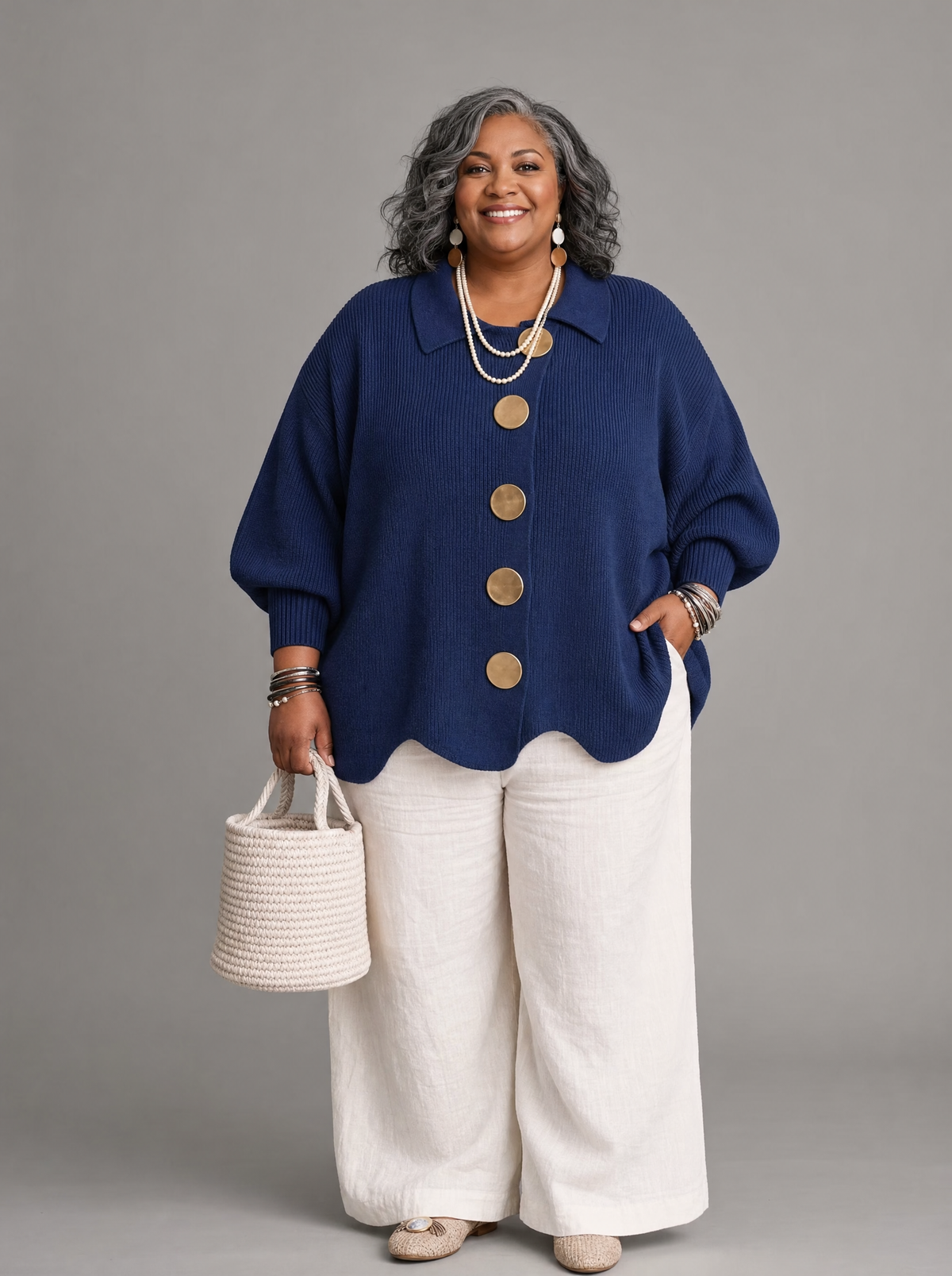 Shania | Collared Cardigan With Metal Buttons