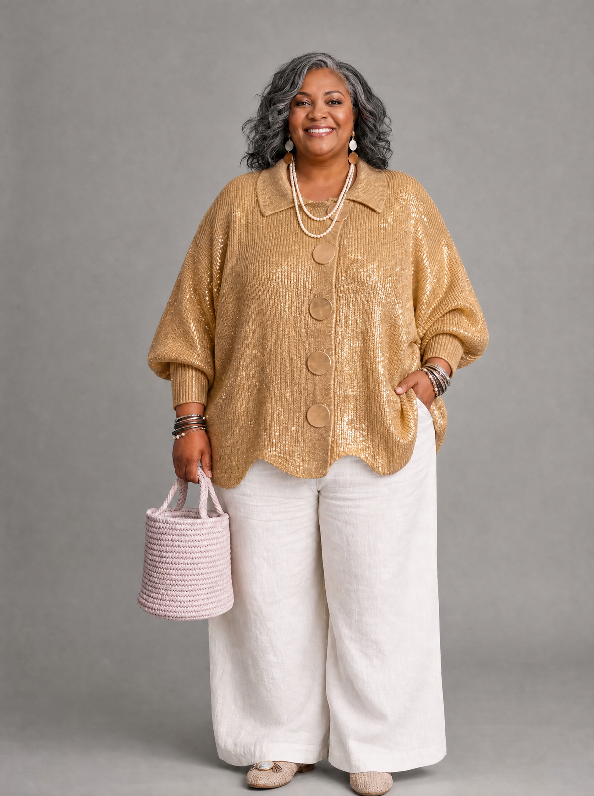 Shania | Collared Cardigan With Metal Buttons