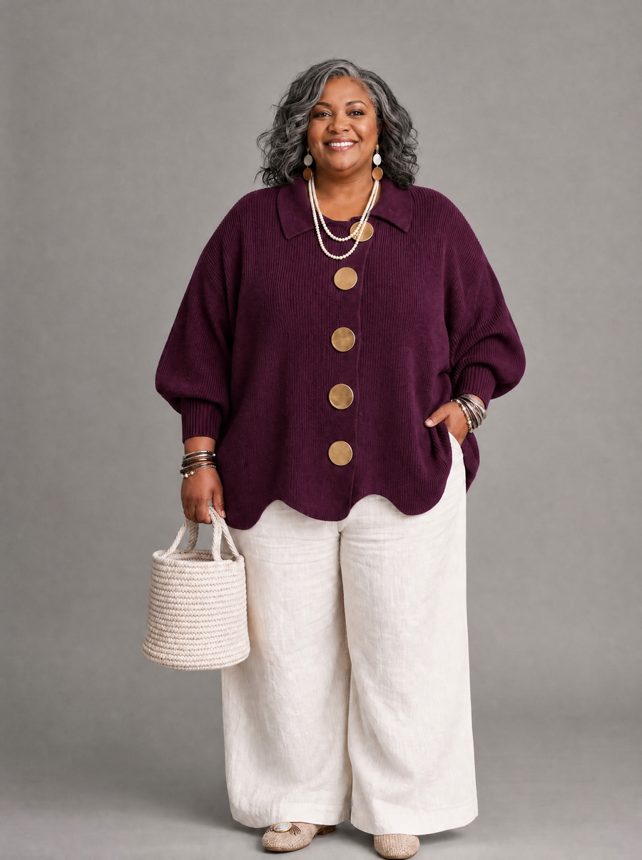 Shania | Collared Cardigan With Metal Buttons