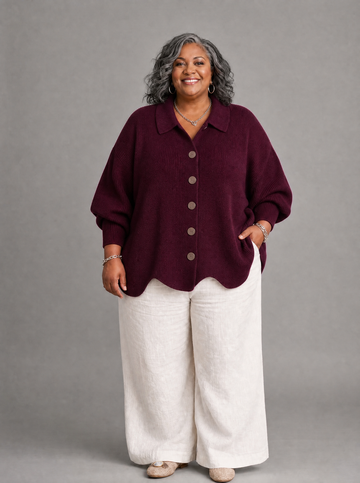 Josephine | Button-front Collared Cardigan