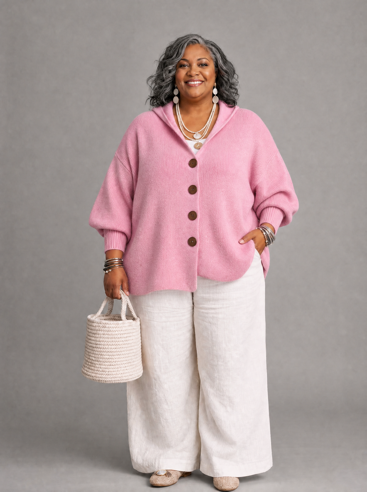 Darienne | Hooded Button-up Knit Cardigan