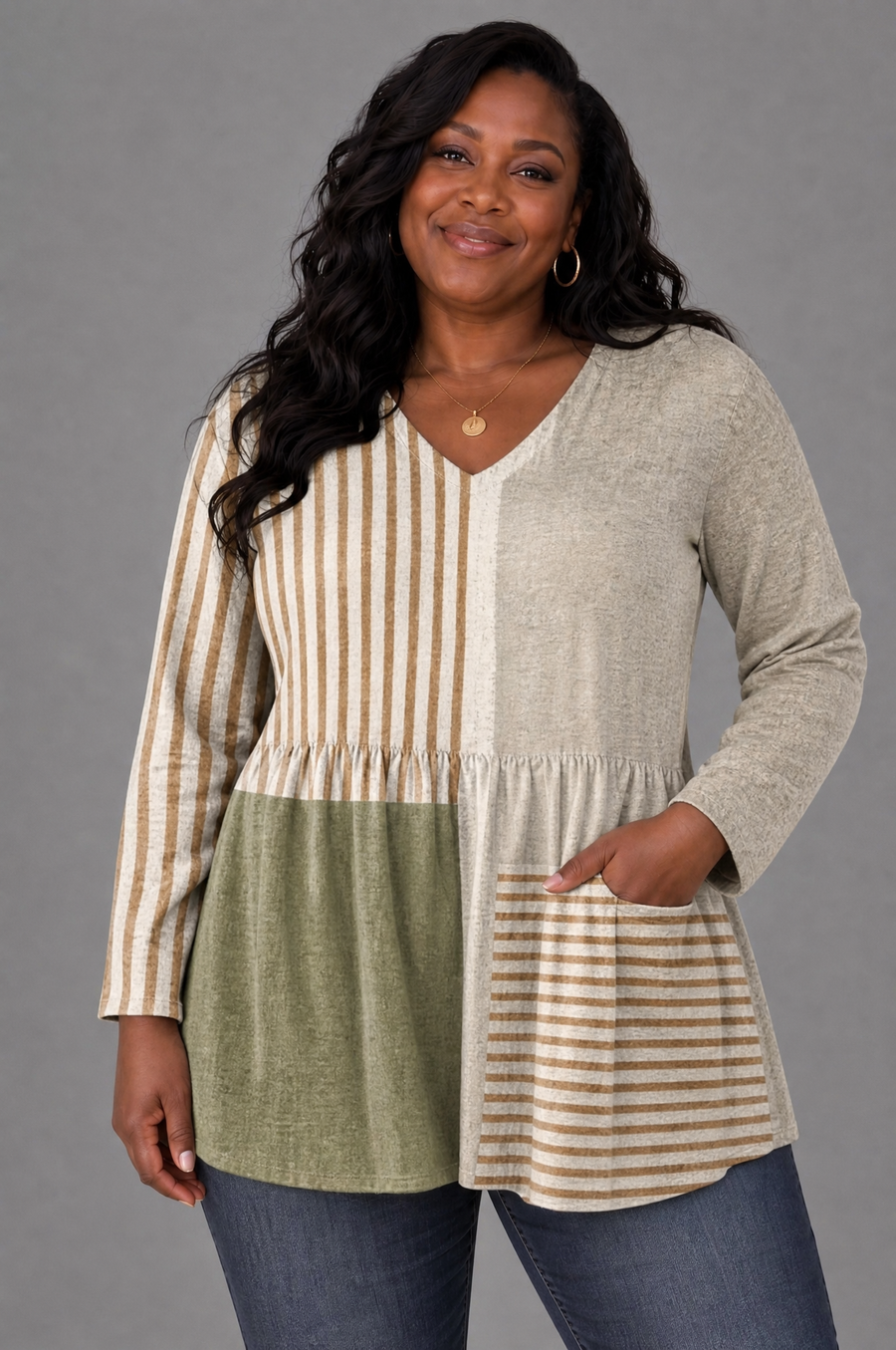 Camille - Long Blouse with V-Neck