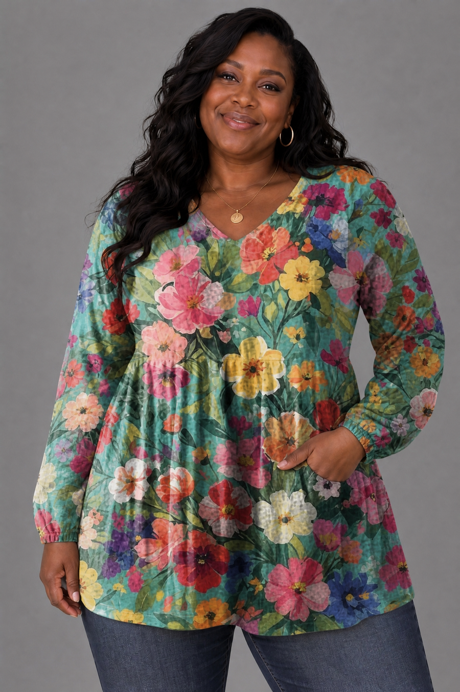 Nora - Long Blouse with V-Neck