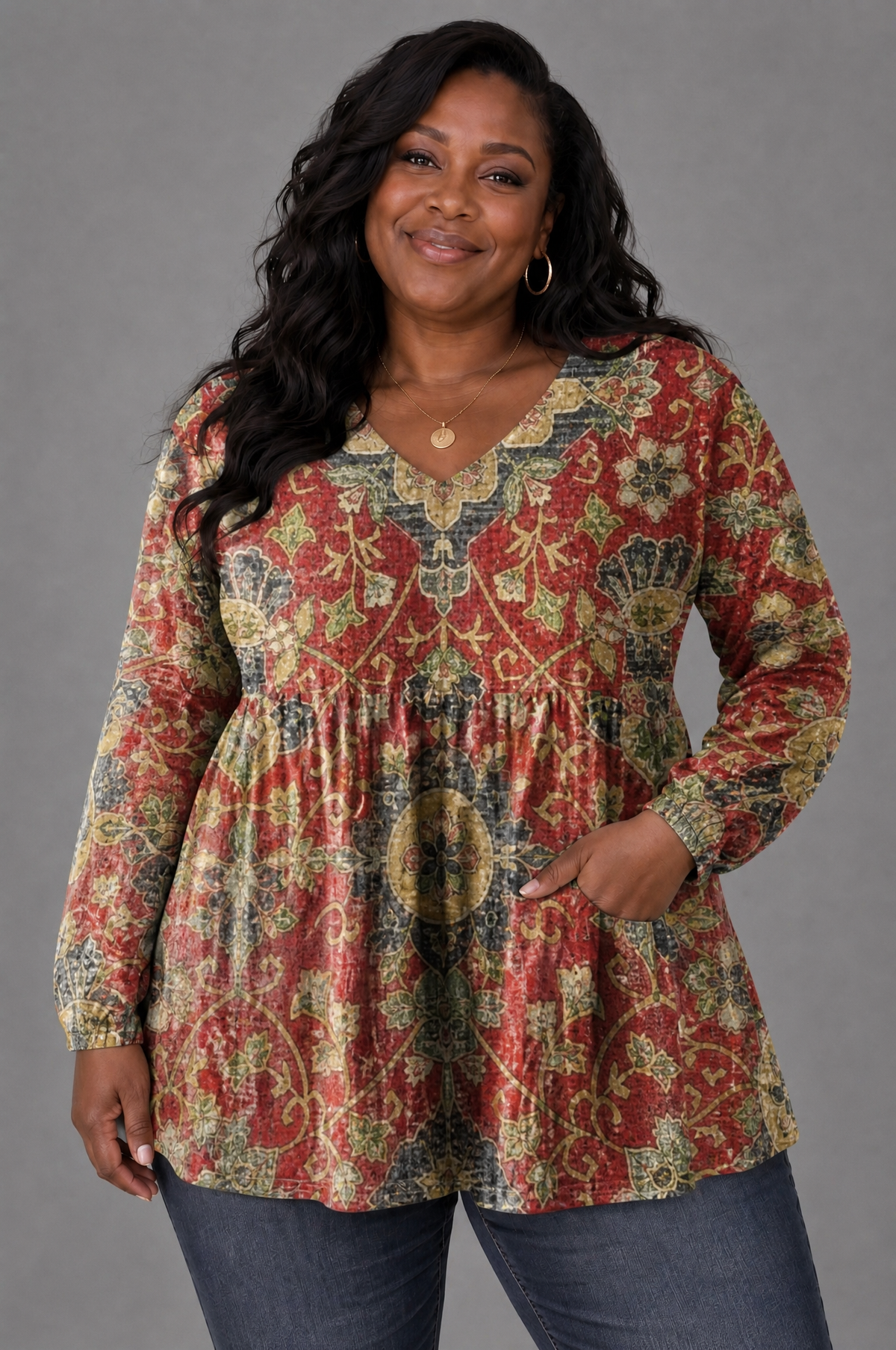 Lea - Long Blouse with V-Neck