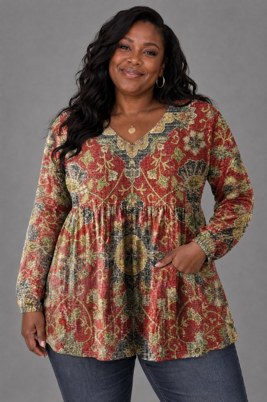 Lea - Long Blouse with V-Neck