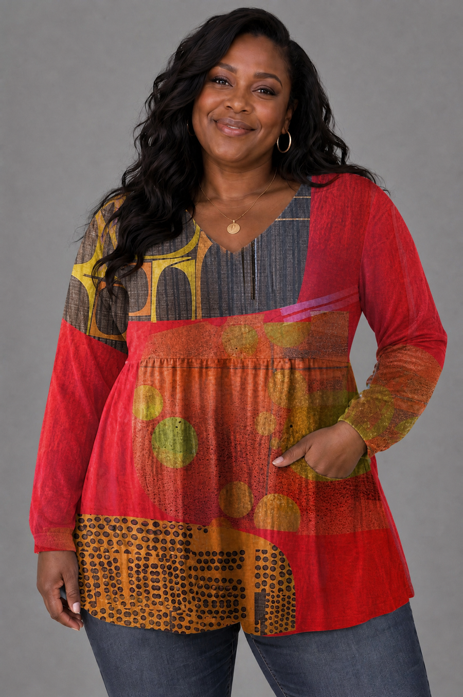 Lucie - Long Blouse with V-Neck