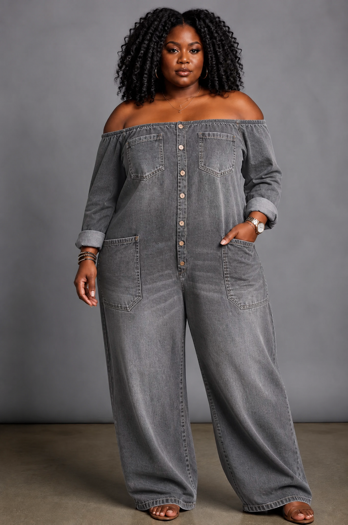 Zelda | Off Shoulder Long Sleeve Jumpsuit