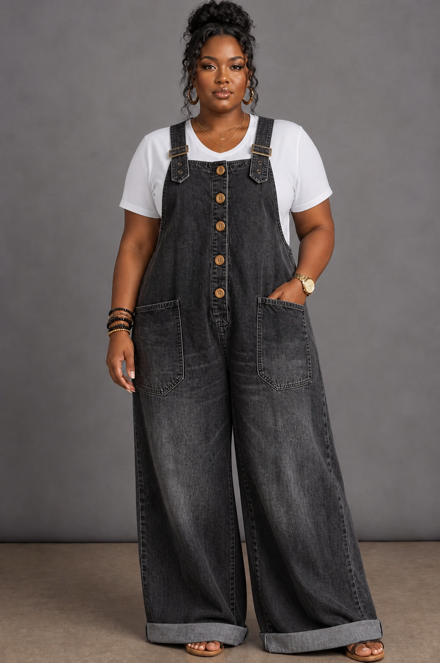 Hattie | Elastic Waist Denim Jumpsuit