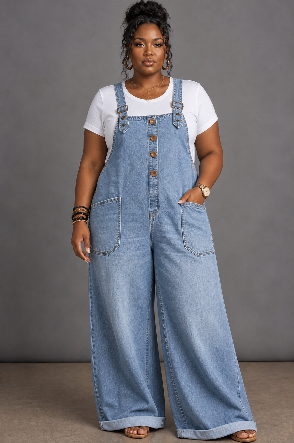 Hattie | Elastic Waist Denim Jumpsuit