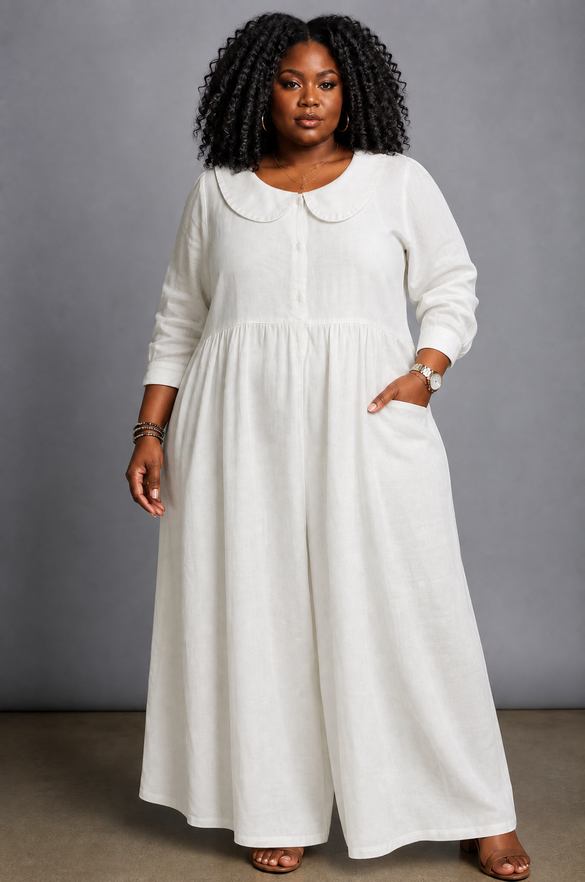 Camille | Peter Pan Collar Denim Dress