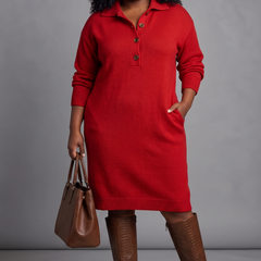 Everly Knit Sweater Dress in red