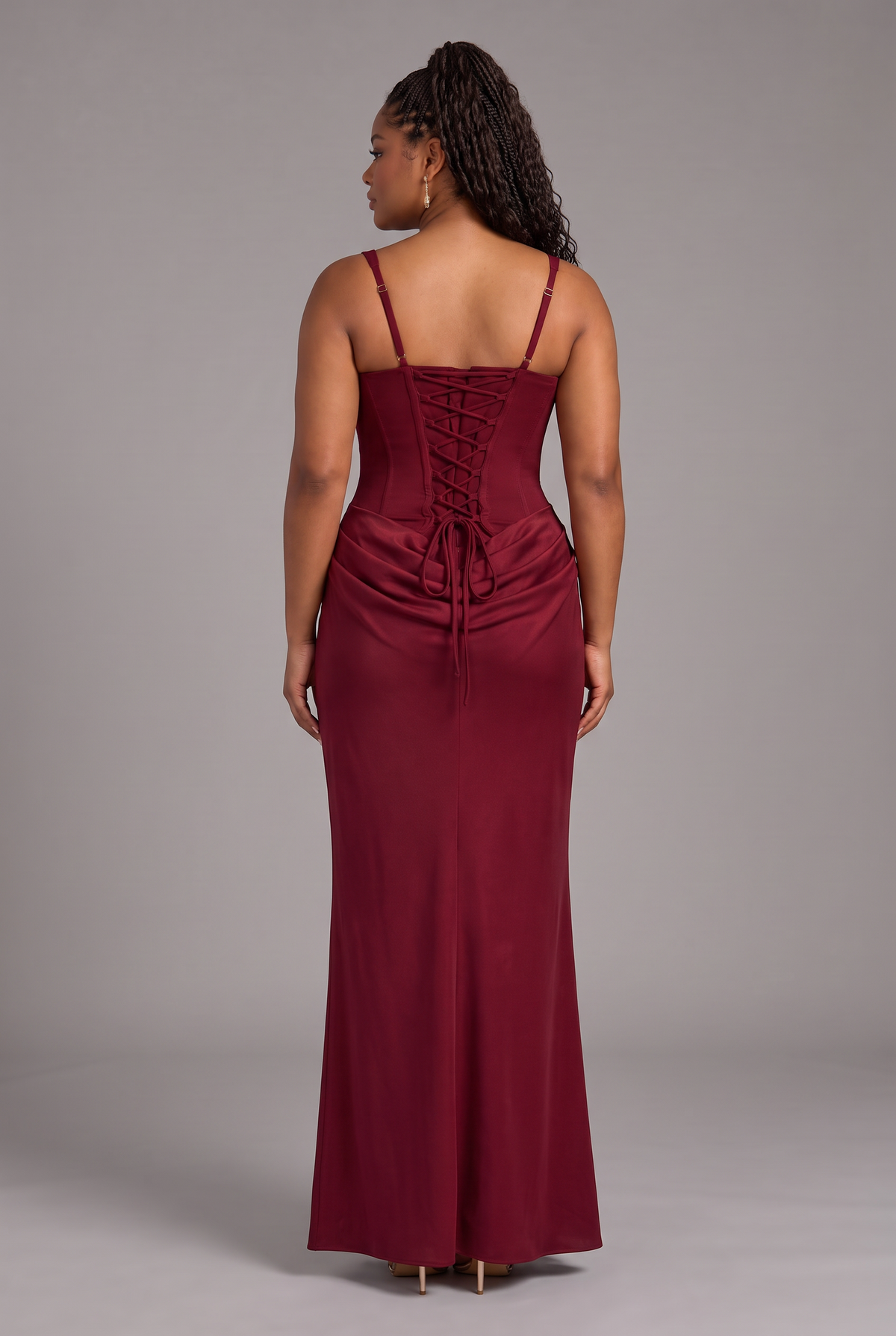 Rosalind in Burgundy - back view