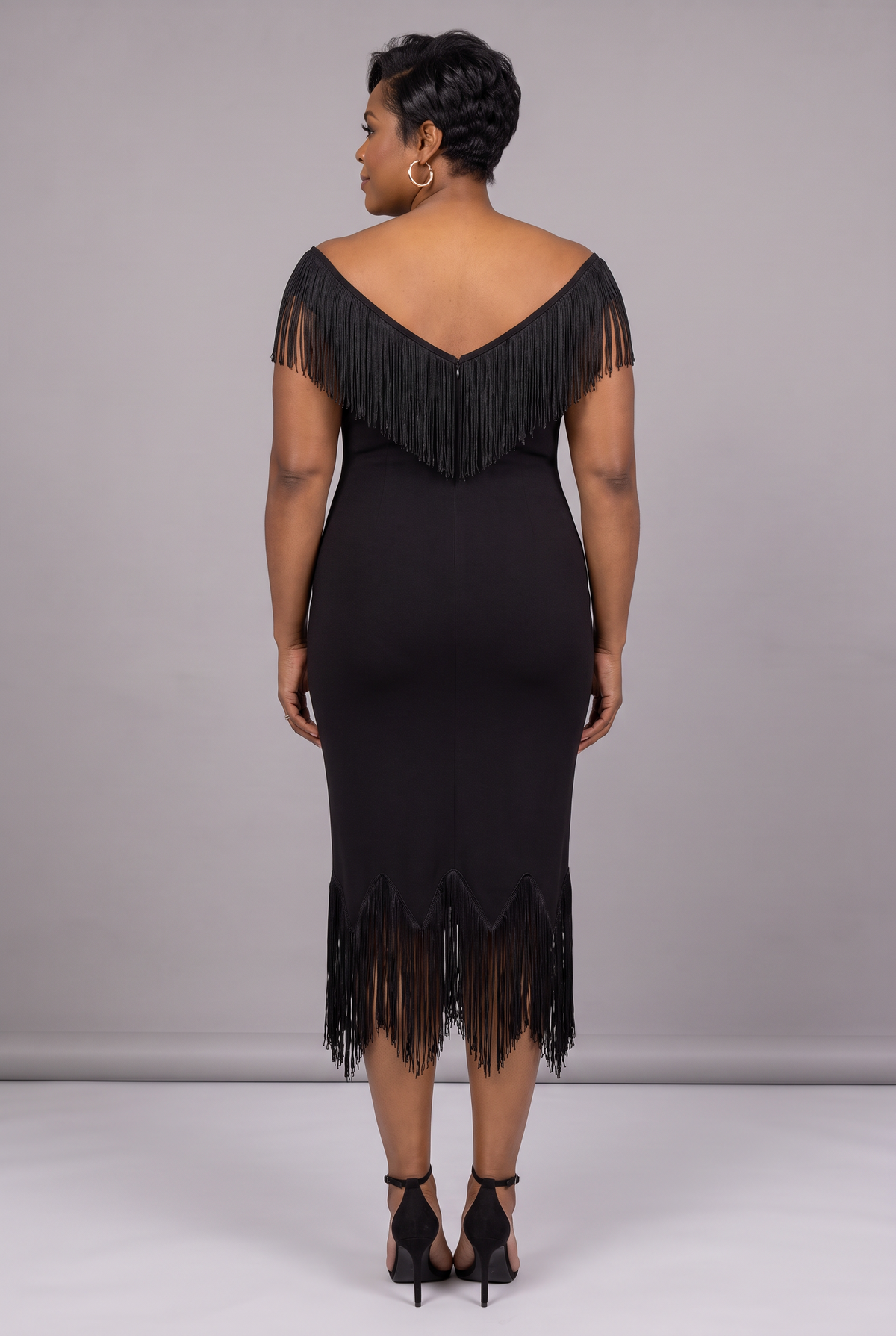 Annabel in Black Midi - back view